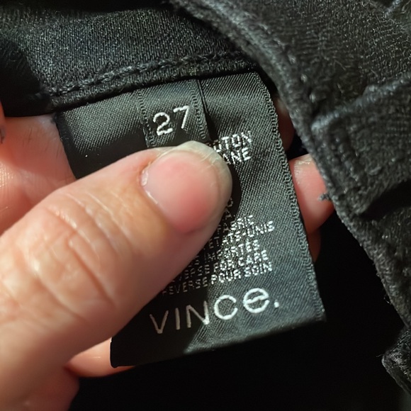 •VINCE•BLACK DENIM MOTO HIGH WAISTED SKINNY JEANS WITH ANKLE ZIPPERS. SIZE 27x30 - Picture 12 of 13